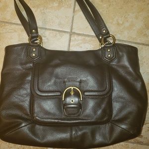 Brown leather coach purse
